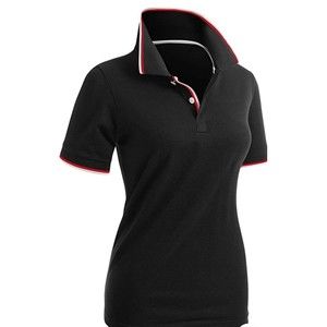 CLOVERY Women's Casual Short Sleeve PK Polo Shirts black/red Sz L